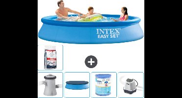 Intex Rond Opblaasbaar Easy Set Zwembad - 305 x 61 cm - Blauw - Inclusief Pomp Afdekzeil - Filter - Zoutwatersysteem - Zwembadzout