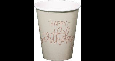 Folat - Crème rose bekers happy birthday - 8 stuks