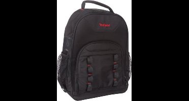 Toolland Gereedschapsrugzak, polyester, met 4 compartimenten, uitneembare gereedschapshouder, kunststof voetjes, zwart/rood, 38 x 50 x 20 cm