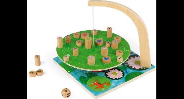 Janod Spel - Waterlelie Challenge - Behendigheidsspel - Volg De Aanwijzingen Op De Dobbelstenen, Kies Een Dier Of Een Insect En Plaats Deze Op De Waterlelie Zonder Deze Om Te Gooien, Anders Heb Je Verloren! - Vanaf 6 Jaar