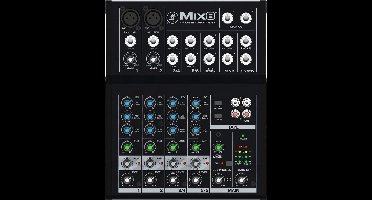 Mackie Mix8 4-kanaals mengpaneel met 2 microfooningangen, 3-bands EQ en aux send