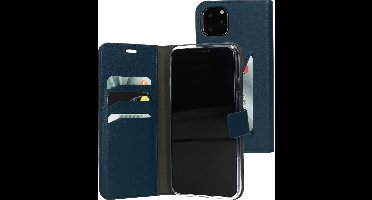 Mobiparts hoesje geschikt voor Apple iPhone 11 Pro Max - Wallet/Boekhoesje - Eco Leer - Magneet Sluiting - Opberg vakken - Blauw