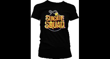 DC Comics Suicide Squad Dames Tshirt -S- Bomb Logo Zwart