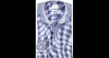 OLYMP Luxor comfort fit overhemd - donkerblauw met wit geruit (contrast) - Strijkvrij - Boordmaat: 45
