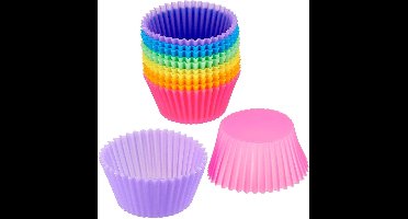 *** 24 Siliconen Cupcake Vormpjes - Muffin Vormpjes - Vrolijke Kleuren - van Heble® ***