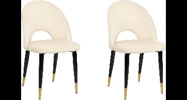 BELIANI MAGALIA - Eetkamerstoelen set - Lichtbeige - Fluweel