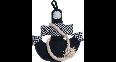 Items Deurstopper Anker vorm - 1 kilo gewicht - met oppak koord - blauw/wit - 26 x 28 cm