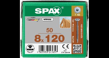 Spaanpltschr Spax Voldr Wirox Tellerkop Tx40 8.0X120 - 50 stuks