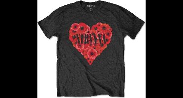 Nirvana - Poppy Heart Heren T-shirt - 2XL - Zwart