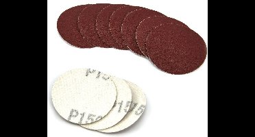 HBM 10 Delige set 50 mm. Schuurschijfjes met Klittenband K80