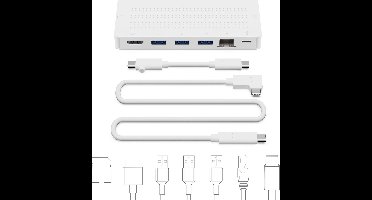 Twelve South StayGo USB-C to Ethernet HUB - with HDMI, USB-A, USB-C SD-Card 4K - Wit