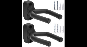 2 stuks - Wandbevestiging - Wandrek voor gitaren - Geschikt voor gitaren, violen, ukeleles en basgitaren - Metalen haken - Displaystandaardbeugel - Ruimtebesparend - Opbergruimte voor instrumenten - Zwart