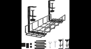 Phreeze kabelgoot bureau - kabelorganiser onder bureau - kabelmanagement - zonder boren - metaal - 42 cm breed - met accessoires, kabelbinders en clips - zwart