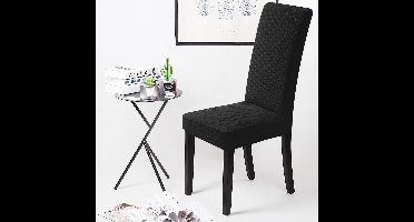 Stoelhoes - Stoelhoezen - Eetstoelhoezen Verwijderbare Wasbare Stoel Kussenovertrekken - Set Van 6 - zwart - 55D x 51B x 70H centimeter