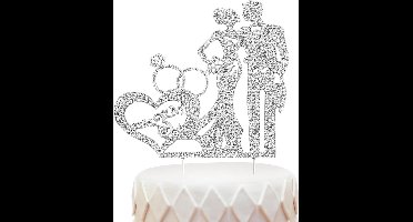 Verlovingstaarttopper met Strass voor Bruid en Bruidegom - Huwelijksjubileum - Zinklegering - Zilverkleurig