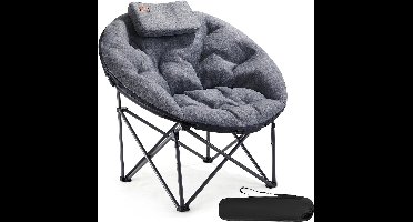 Luxe XXL Moonchair – Opvouwbare Campingstoel Met Hoge Rugleuning & Kussen (Grijs)