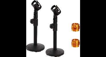 Stunq® Set van 2 tafelmicrofoonstatieven met microfoonklem, verstelbare microfoonstandaard Tafelmicrofoonstandaard voor sneeuwbal, vonk, andere microfoons, 2 metalen schroefadapters
