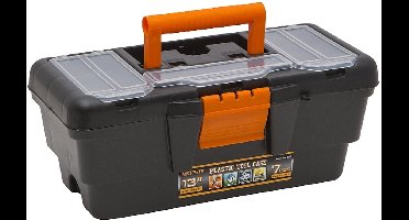 Kleine Gereedschapskoffer Met Organizer – Kunststof Toolbox Met Uitneembare Inlegbak – 4-delige Bovenste Sorteervakken – Stevige Sluitclips En Afsluitbaar Ontwerp – 320 × 165 × 130 mm [10910]