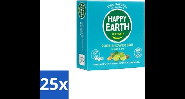 25 x Happy Earth – Shower Bar – 100% Natuurlijk Cedar Lime – 90 g - Shower Bar - Natuurlijke Douchegel - Ceder En Limoen - 100% Natuurlijke Ingrediënten - Vegan