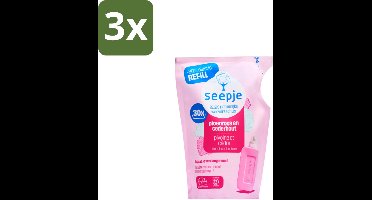 Seepje - Wasverzachter - Duurzaam & Frisse Geur - Navulling - Pioenroos en Cederhout - 30 Wasbeurten - 750 ml - Bulkverpakking - 3 stuks