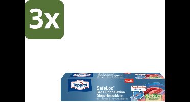 3 x Toppits – Safeloc Zip-Diepvrieszakken – 3 Liter – 15 Zakjes - Koffiezetapparaat
