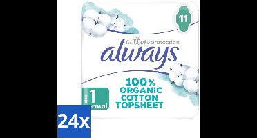24 x Always – Maandverband – Bio Cotton Protection Ultra Normal met Vleugels – 11 stuks per verpakking - Maandverband - Bio Katoen - Menstruatiebescherming - Vleugels - Huidvriendelijk