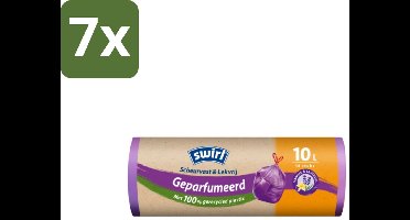 Swirl – Pedaalemmerzakken – Trekband Geparfumeerd Vanille & Lavendel – 10 L – 14 zakken - Bulkverpakking - 7 stuks
