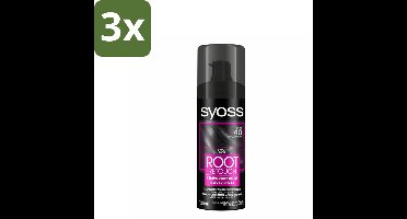 SYOSS - Uitgroeispray Zwart - Uitgroeispray - Kleurbescherming - Directe Grijsdekking - Bulkverpakking - 3 stuks