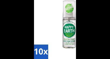 10 x Happy Earth – Deodorant Spray – 100% Natuurlijk Unscented – 100 ml - 100% Natuurlijk - Geurloos - Hypoallergene Deodorant - Natuurlijke Mineralen - Biologische Aloë Vera
