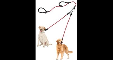 PetBonus Dubbele hondenriem voor 2 honden, geen klitten, robuuste nylon hondenlijn, reflecterend, dubbele riem voor grote en middelgrote honden, 1,2 cm