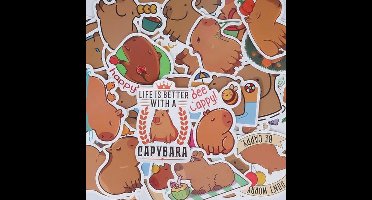 Schattige Capibara Stickers - Waterdichte Cartoon Dieren Stickers voor Waterflessen, Koffers, Laptops en Skateboards