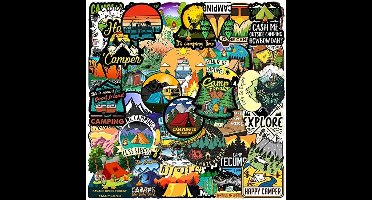 50 Stuks Outdoor Stickers voor Avontuur, Wandelen en Kamperen - Waterdichte Stickers voor Flessen, Auto's, Laptops en Fietsen