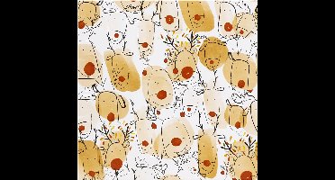 Inpakpapier, beige, rood, Rendieren, B: 50 cm, 80 gr, 100 m/1 rol