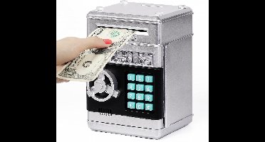 Highttoy Spaarpot voor Kinderen, Wachtwoordgeld Veilig voor Jongens Meisjes van 3-12 Verjaardagscadeaus Elektronische Spaarpot voor Kinderen ATM Spaarbank Kluis Geldbank voor Kinderen, Zilver