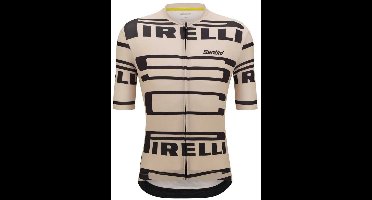 Santini Pirelli Korte Mouw Wielertrui Beige 3XL Man,Vrouw