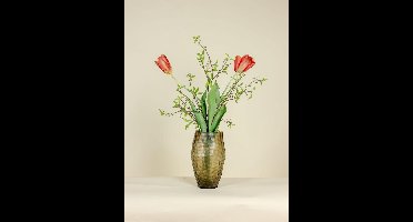 Kunst tulpenboeket oranje