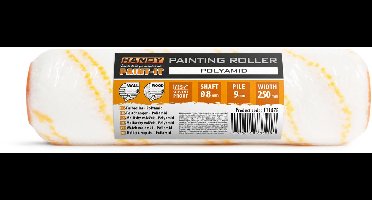 Verfroller Polyamide Microfiber 250 mm – Voor Latex-, Emulsie-, Lak- En Vernisverf – Oplosmiddelbestendig Met Hoge Verfopname [11187E]