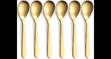 6 stuks - - Lepels - lange koffielepelset – 304RVS – Dessertlepelset – 11,1 cm – IJslepel – Theelepel – Suikerlepel – gouden