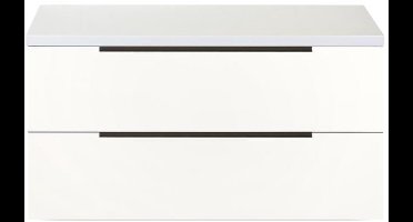 Seville Badmeubelset 100 cm - Wastafelblad Wit Hoogglans Edge Greep