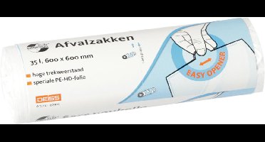 Universal Plus vuilniszak 10 micron | ft 60 x 60 cm | 35 liter | wit | rol van 50 stuks