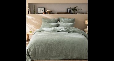 Matt & Rose Dekbedovertrek Mosgroen - 260 x 240 + (2x) 65 x 65 - Mousseline Katoen