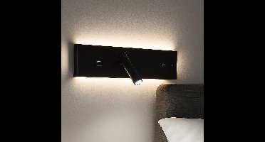 LED Wandlamp - Bedlamp met USB+C poort en schakelaar | Zwart | 11W | 704 lumen | Niet dimbaar | 3000K - Warm wit (830)
