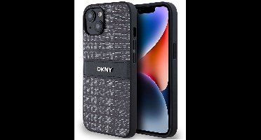 DKNY Textured Tonal Stripe Back Case - Geschikt voor Apple iPhone 14 (6.1") - Zwart