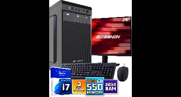 Intel Compleet PC SET | Intel Core i7 | 32 GB DDR4 | 1 TB SSD + 24 Inch Monitor + Muis + Toetsenbord | Windows 11 Pro + WiFi & Bluetooth