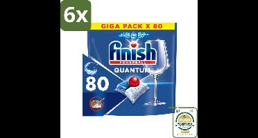 Finish - Vaatwasmiddel - Quantum All in One Regular - Alles-in-1 Kracht - 80 capsules - Voordeelverpakking - 6 stuks - Finish Quantum - Alles-in-één capsules
