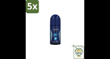 5 x NIVEA MEN - Deodorant Roller - Dry Fresh - 50 ml - Grootverpakking - Deodorant Voor Mannen - Anti-transpirant - Droge Huid - Fris Gevoel - 48 Uur Bescherming