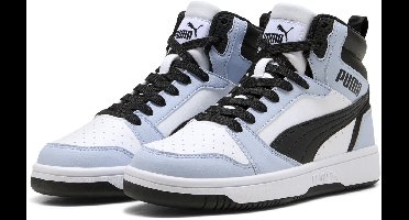 PUMA Puma Rebound V6 Mid Jr Unisex Sneakers - PUMA White-Snow Mountain Blue-PUMA Black
