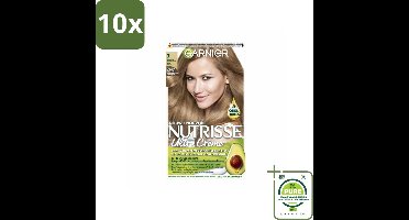 10 x Garnier - Nutrisse Ultra Crème 7 - Haarkleuring - Natuurlijk Blond - Intens Voedend - Permanente Kleur - Grootverpakking - Haarverf - Permanente Haarkleuring - Blond Haar - Grijsdekking - Voedende Haarkleuring