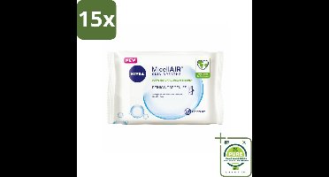 15 x NIVEA - Reinigingsdoekjes - 3-in-1 Micellaire Doekjes - Verwijdert Waterbestendige Make-up - 25 Doekjes - Grootverpakking - NIVEA Reinigingsdoekjes - Micellair Doekjes - Make-up Remover - Gezichtsreiniger - Vitamine E