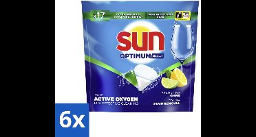 Sun - Vaatwascapsules - Citroen - 17 capsules - Voordeelverpakking - 6 stuks